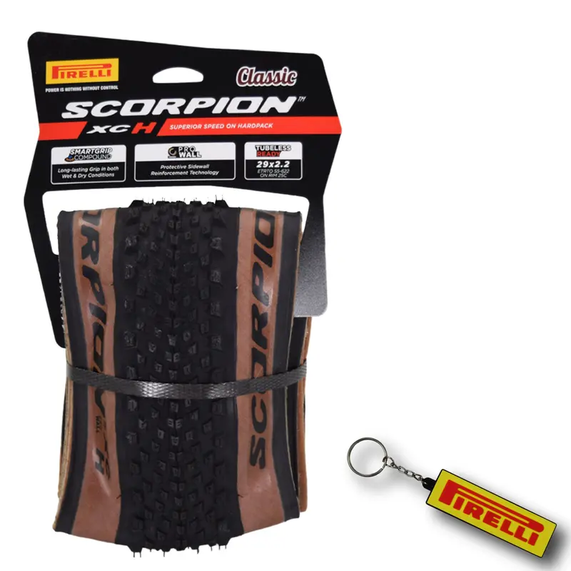 Pirelli Scorpion Xc H Tan Mountain Bike Tire – 29×2.2 (55-622), 60Tpi Prowall, Designed For Hardpacked Surfaces, Keychain Included (2-Pack) 1