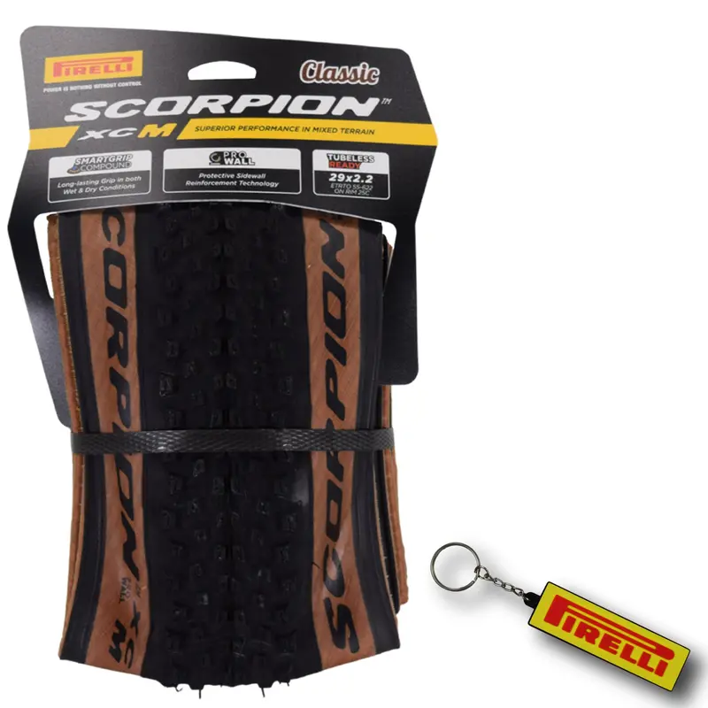 Pirelli Scorpion Xc M Tan Mtb Tire – 29×2.2 (55-622), 60Tpi Prowall Casing, Hardpacked-Terrain Ready, Keychain Included (2-Pack) 1