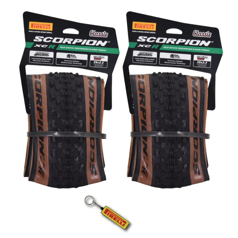 Pirelli Scorpion Xc R Classic Tan Mtb Tire (29×2.2, 55-622) – Versatile Cross-Country Tire For Hardpack, Trail, And Daily Riding, 60 Tpi + Prowall Casing, Includes Keychain (2-Pack) 1