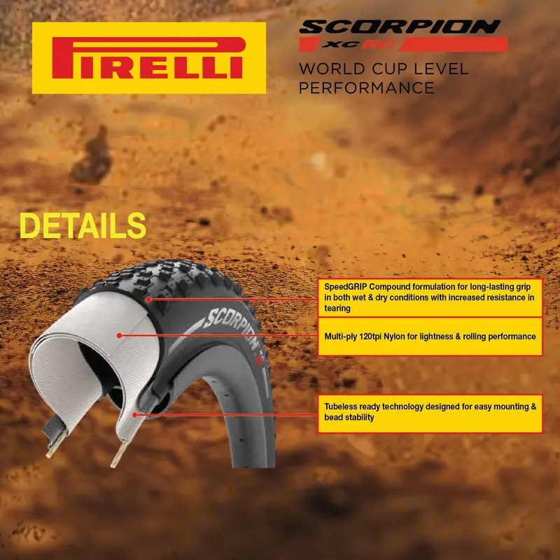 Pirelli Scorpion Xc Rc Lite 29×2.2 (55-622) Tubeless-Ready Mtb Tire + Smartube – 120Tpi Xc Racing Casing With Keychain (2-Pack) 1