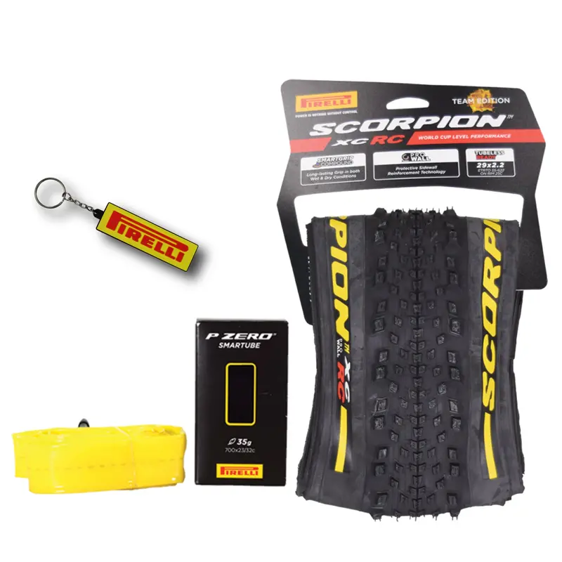 Pirelli Scorpion Xc Rc Yellow Label 29×2.2 Mtb Tire + Smartube Set – 55-622, 120Tpi Prowall Construction, Keychain Included 1