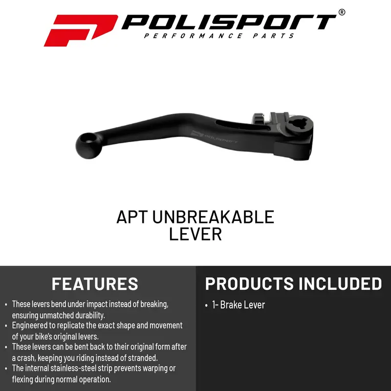 Polisport Apt Unbreakable Brake Lever – Gasgas Ec/Ec-F (2021–2023), Husqvarna Te/Fe (2022–2024), Apt Composite, Cnc Adapter, Bendable, Black 2