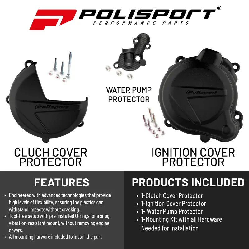Polisport Black Clutch & Ignition Cover Protector For Beta Rr250/Rr300 (2013–2017) & X-Trainer 300 (2018–2021) 1