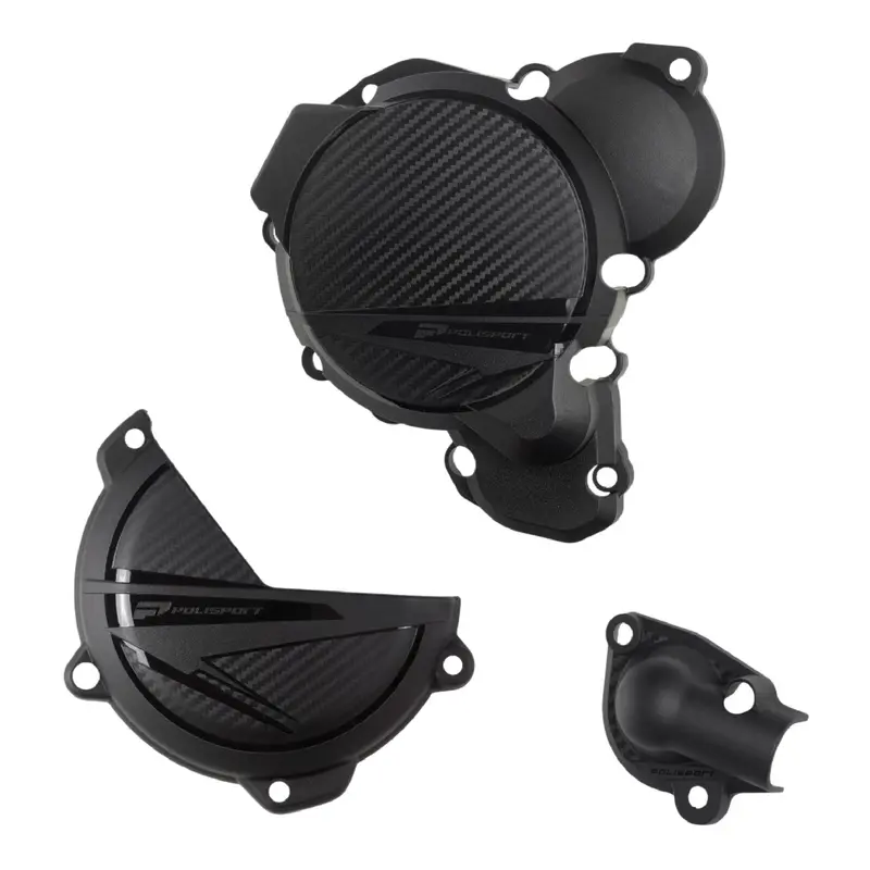 Polisport Black Clutch & Ignition Cover Shield Kit For Ktm Exc/Xc-W 250/300 & Husqvarna Te 250/300 (2024–2025) 1