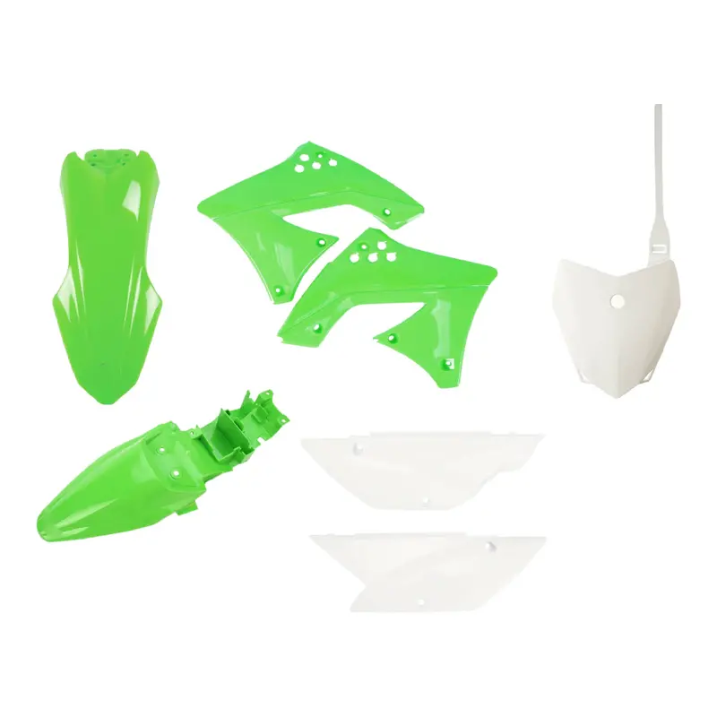 Polisport Kawasaki Klx110 (2010–2025) Mx Replica Plastic Kit – Green & White Durable Body Panels For Youth Dirt Bikes 1