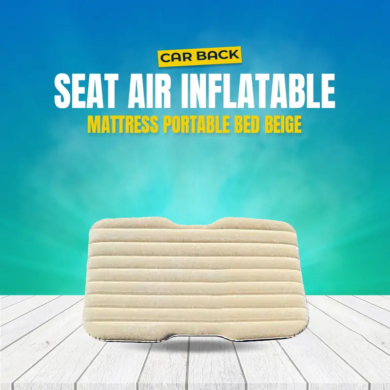 Portable Inflatable Car Backseat Mattress – Beige Travel Air Bed 1
