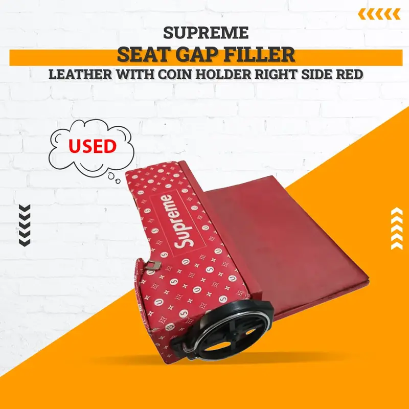 Pre-Owned Supreme Leather Seat Gap Filler – Right-Side Mount With Coin Pocket, Red Finish, Rough Use 1