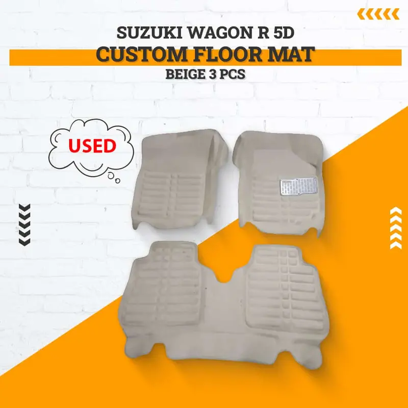 Pre-Owned Suzuki Wagon R 5-Door Custom Floor Mats – Beige Set (2014–2024, Worn) 1