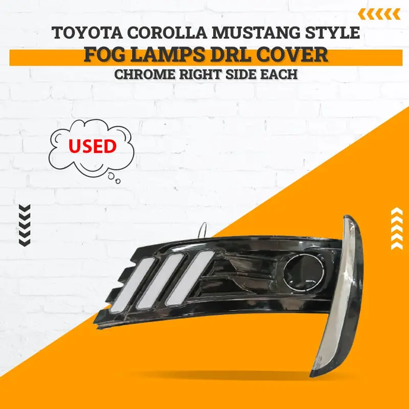 Pre-Owned Toyota Corolla Fog Lamp Drl Cover – Mustang-Style Chrome, Right Side Only (2017–2021), No Wiring 1