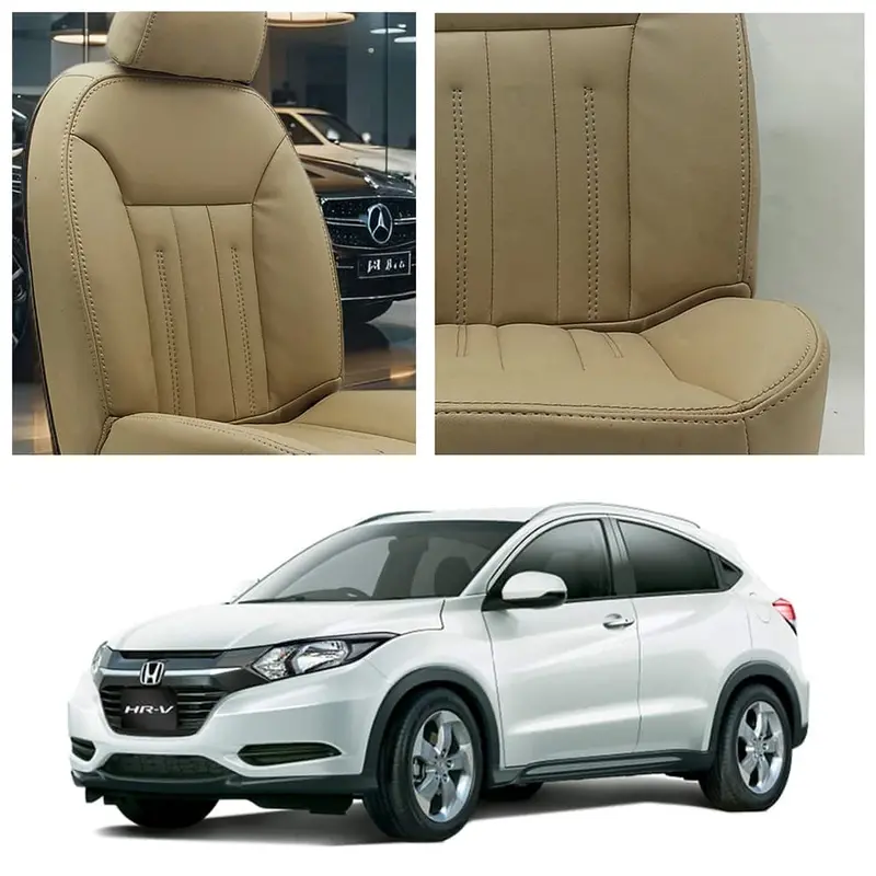 Premium Beige Audi-Themed Seat Covers For Honda Vezel (2013–2025) 1