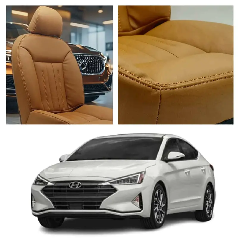 Premium Brown Audi-Inspired Seat Covers For 2021–2024 Hyundai Elantra 1