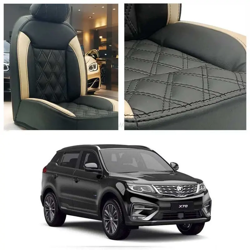Proton X70 Black And Beige Diamond-Pattern Seat Covers (2021–2025) 1