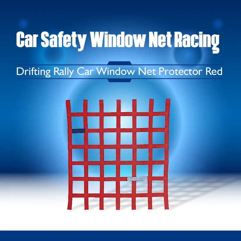 Racing-Grade Red Window Safety Net – Drift & Rally Car Side Window Protector 1
