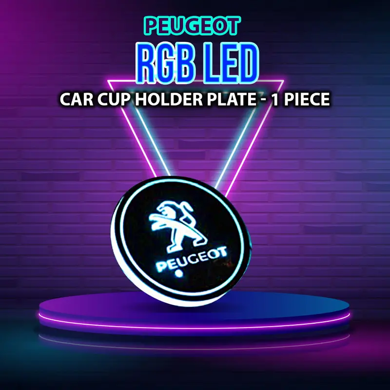 Rechargeable Rgb Led Cup Holder Plate For Peugeot – Glass-Coated Led Coaster With Ambient Lighting 1