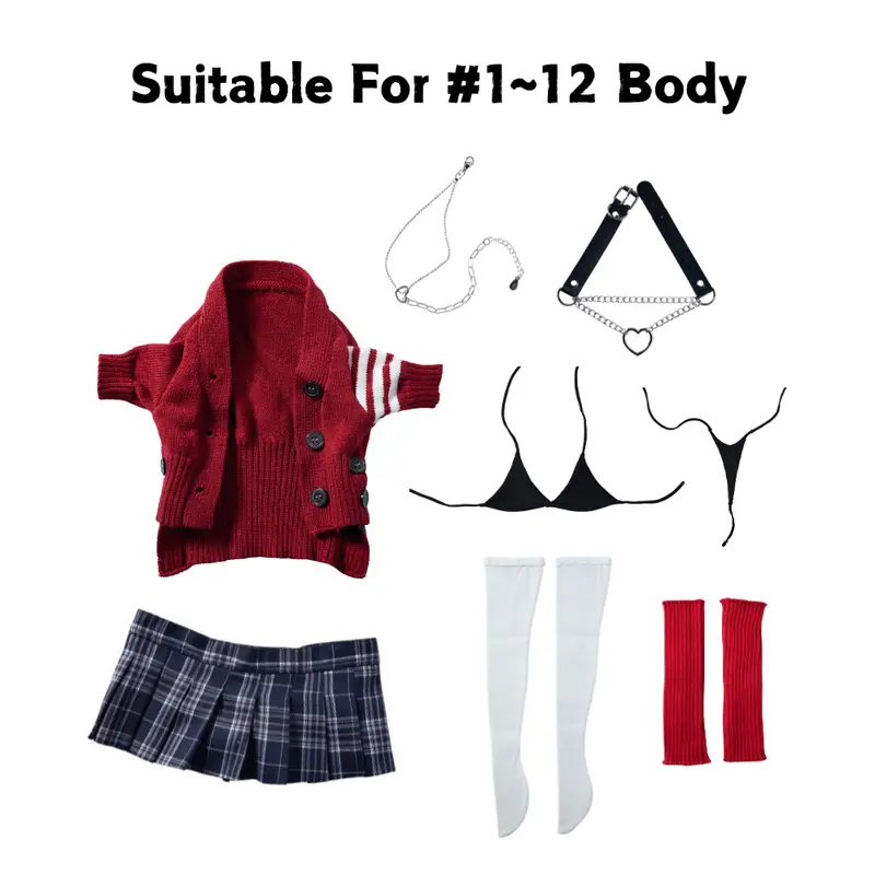 Red Anime Uniform Set For Sex Dolls – Lingerie-Inspired Cosplay (Fits #1–#12) 1