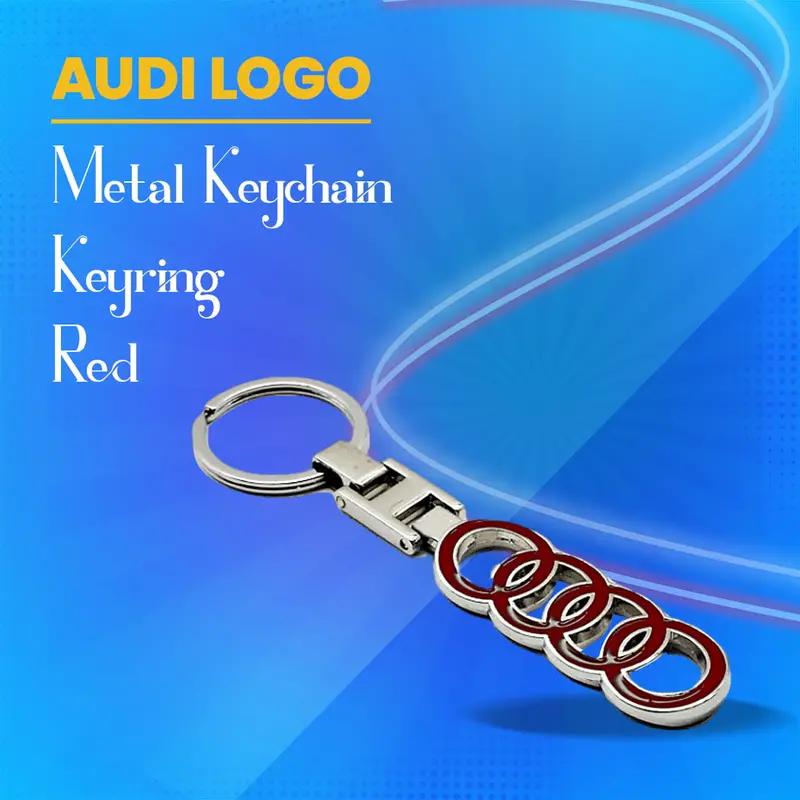Red Audi Logo Metal Keychain 1