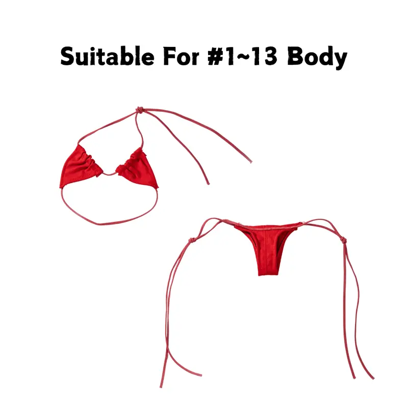 Red Bikini Swimsuit For Mini Dolls – Summer-Ready Two-Piece (Fits All #1–#13 Bodies) 1
