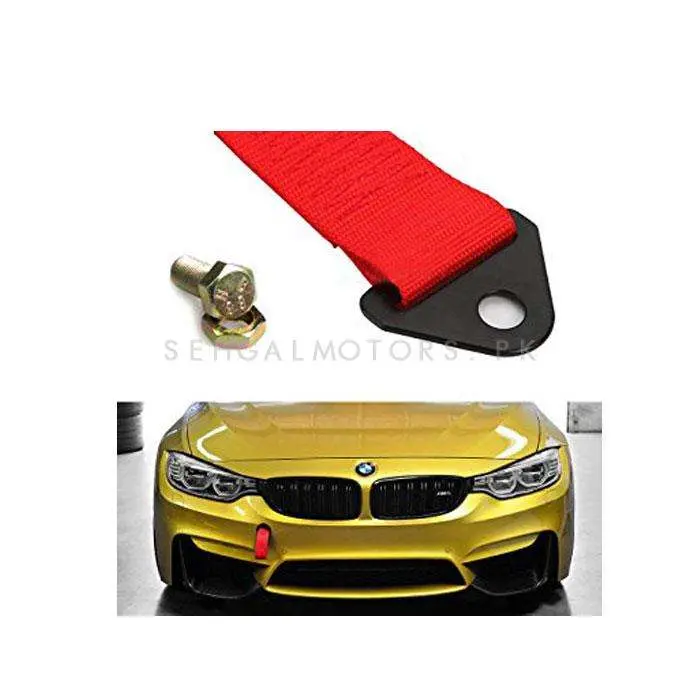 Red Front Bumper Tow Hook Strap – Jdm-Style Towing Assist Accessory 1