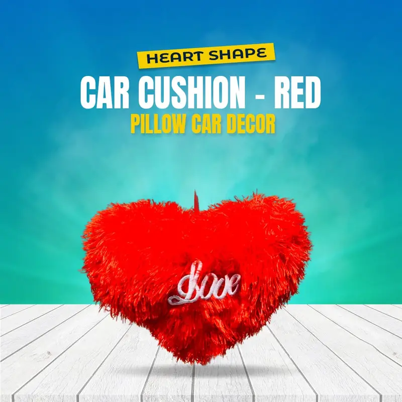 Red Heart-Shaped Car Seat Cushion – Valentine’S Day Interior Accent 1