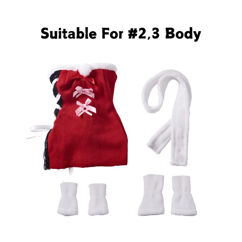Red Plush Skirt Cosplay Set For Mini Dolls – Cute & Thematic Ensemble (Fits #2, #3, #12) 1