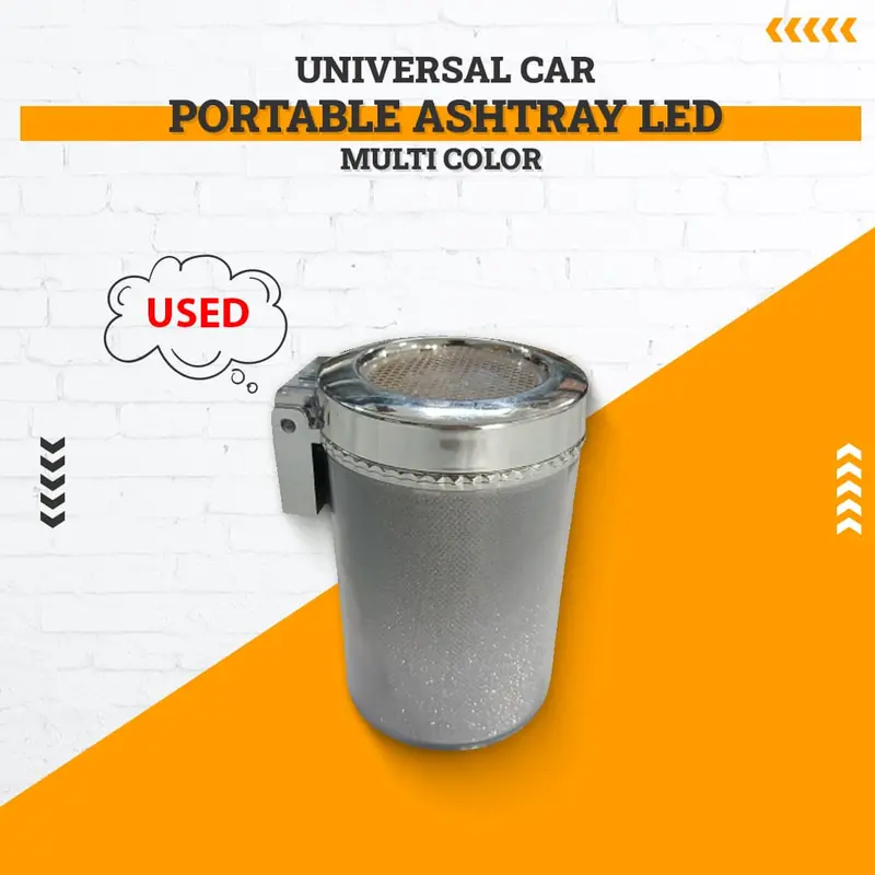 Refurbished Universal Led Portable Car Ashtray – Multi-Color Lighting (Functional Lock Not Guaranteed) 1