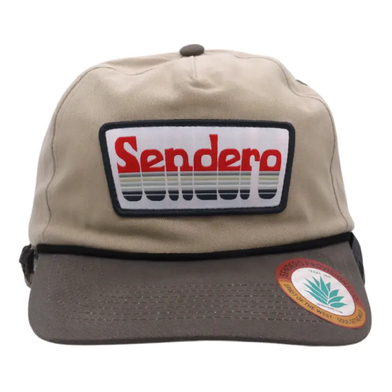 Sendero Provisions Co. Retro Logo Snapback – Tan Cotton Twill Cap, Unstructured Design, Vintage-Inspired Embroidery 1