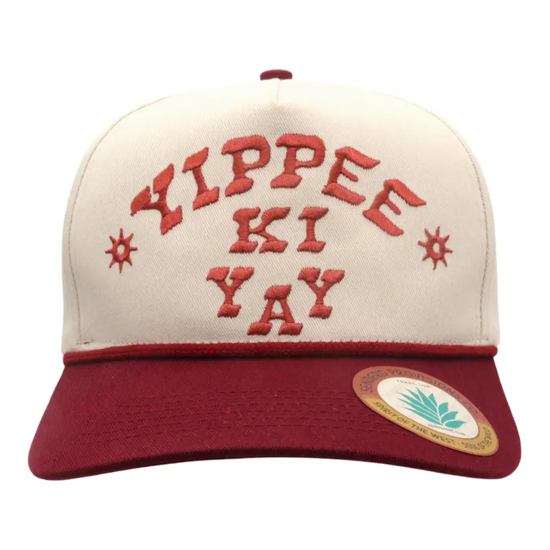 Sendero Provisions Co. Yippee Ki Yay Western Rope Snapback Hat – Structured 5-Panel Cotton Twill Cap With Embroidered Motif & Braided Accent 1