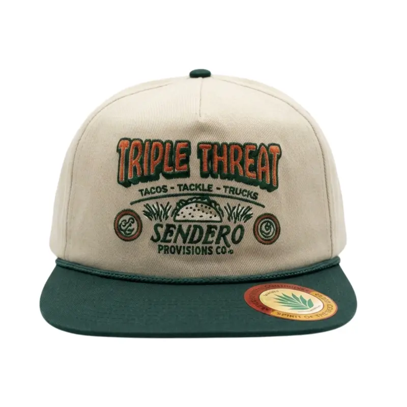Sendero Provisions Triple Threat Adjustable Snapback – Tan Embroidered Hat (One Size) 1