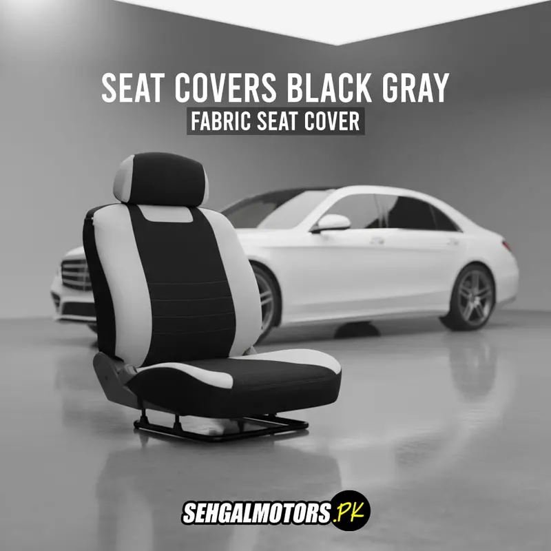 Soft Fabric Seat Covers In Black & Gray – Universal-Fit Cloth Interior Protectors 1