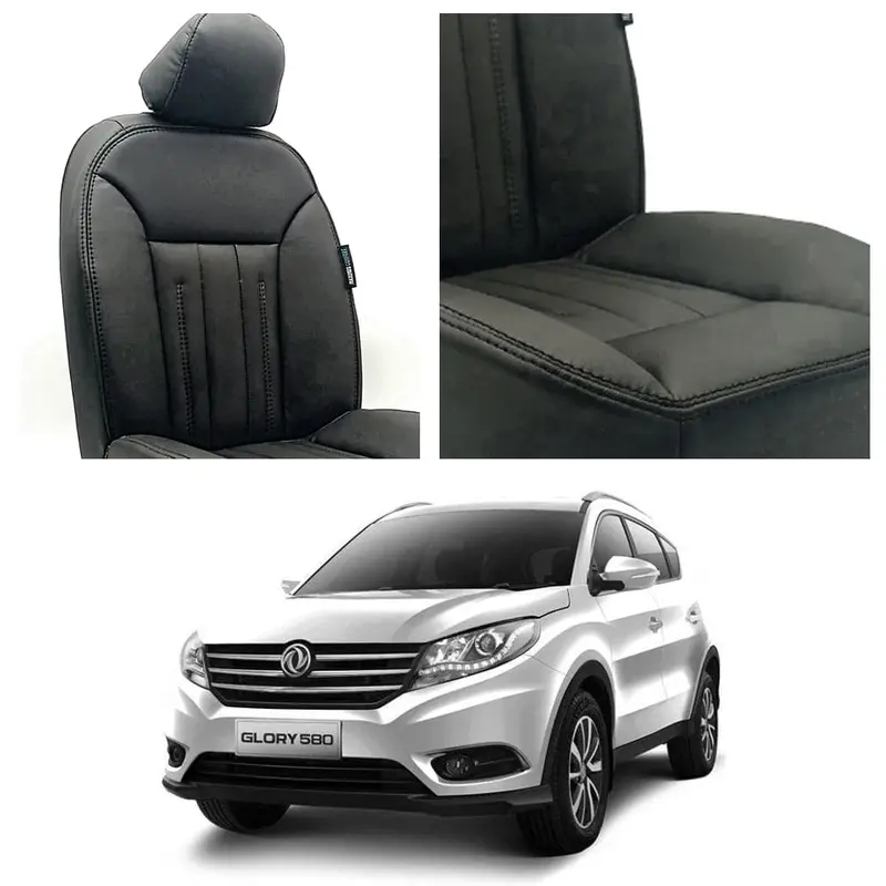 Spacious Black Audi-Design Seat Covers For 2020–2025 Dfsk Glory 580 (7-Seater) 1