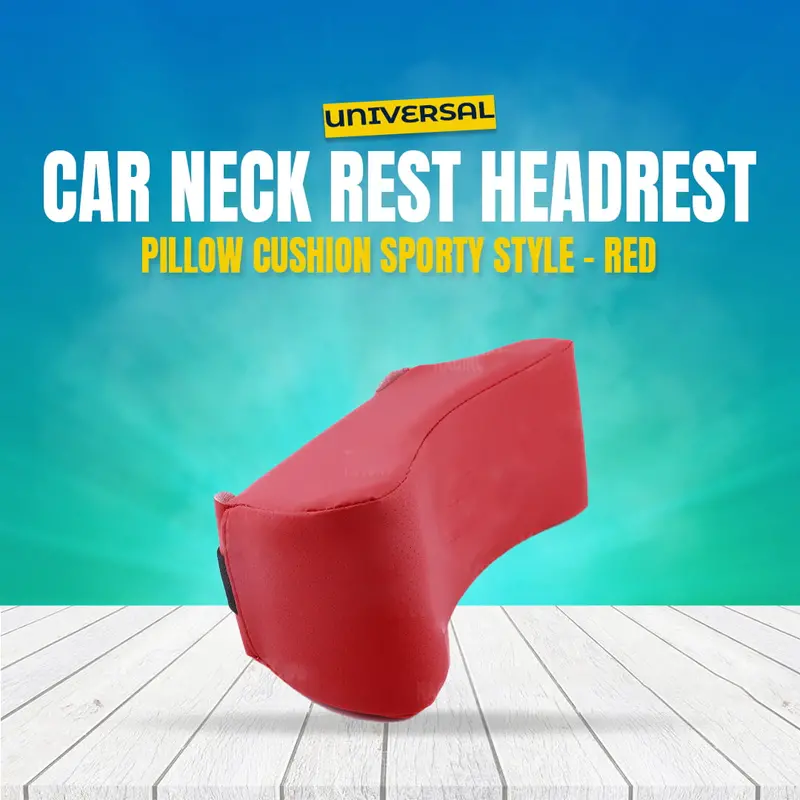 Sporty Car Neck Support Pillow – Universal Adjustable Headrest Cushion (Red) 1