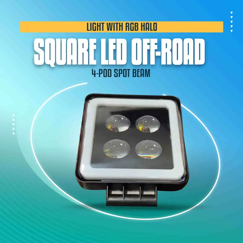 Square Rgb Halo Led Off-Road Spot Light – Pink 4-Pod Configuration 1