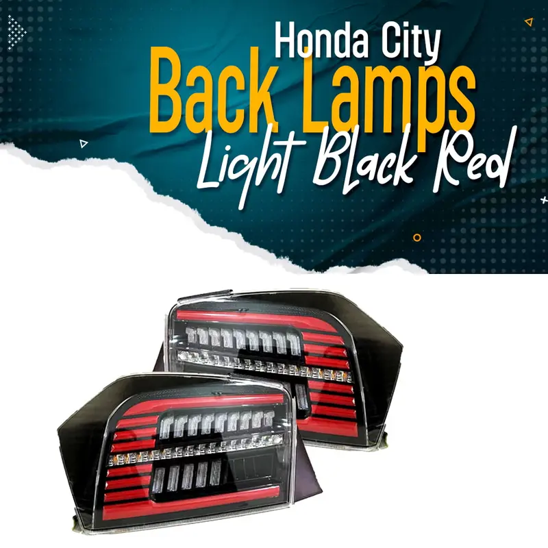 Stylish Black-And-Red Rear Tail Lamps For Honda City (2008–2021) 1
