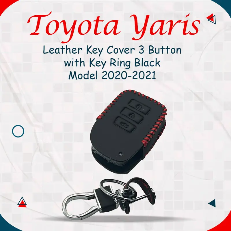 Stylish Black Leather Toyota Yaris Key Cover With Integrated Key Ring (3-Button, 2020–2021) 1