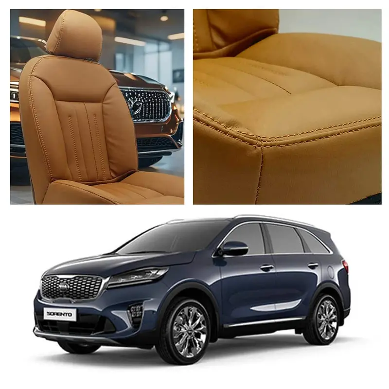 Stylish Brown Audi-Theme Seat Covers For 2021–2024 Kia Sorento 1