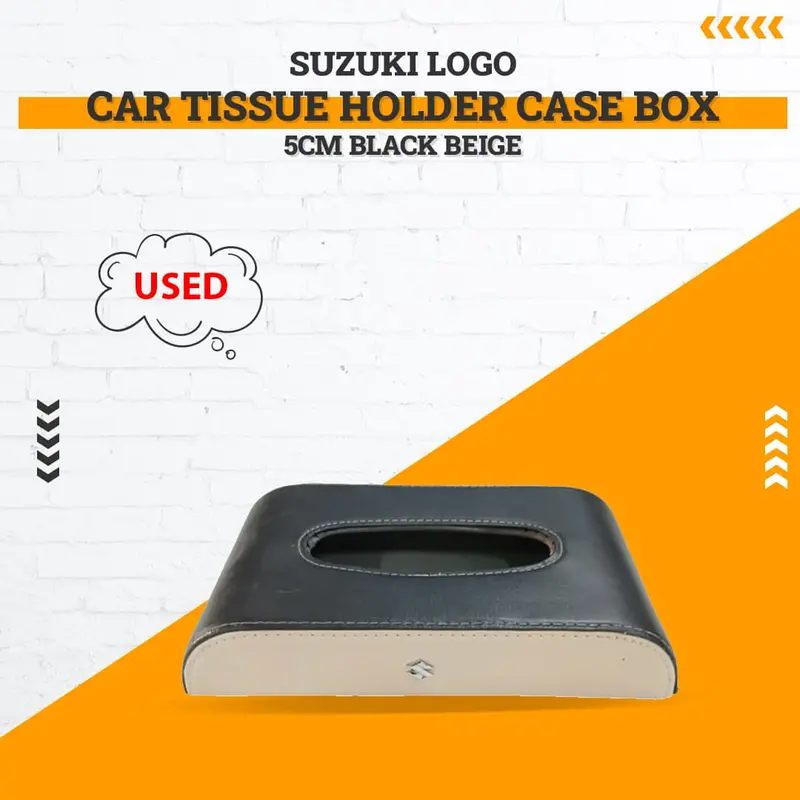Suzuki-Branded Compact Tissue Box – 5Cm Dual-Tone (Black & Beige), Worn Exterior 1