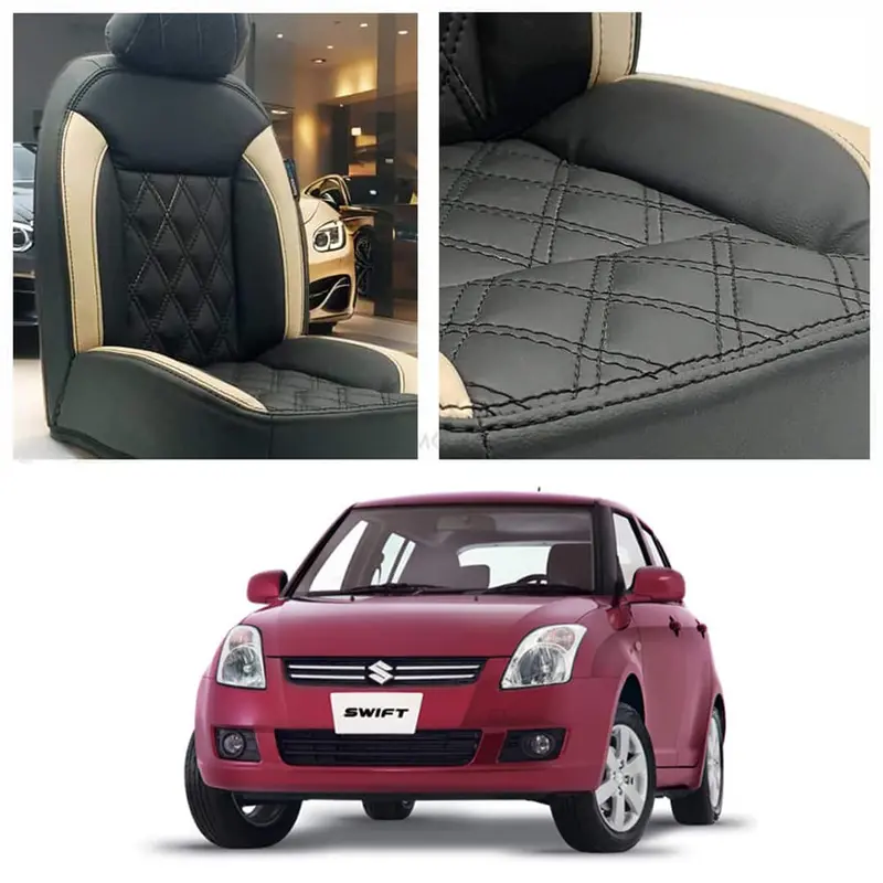 Suzuki Swift Black & Beige Diamond-Stitched Seat Covers (2010–2018) 1