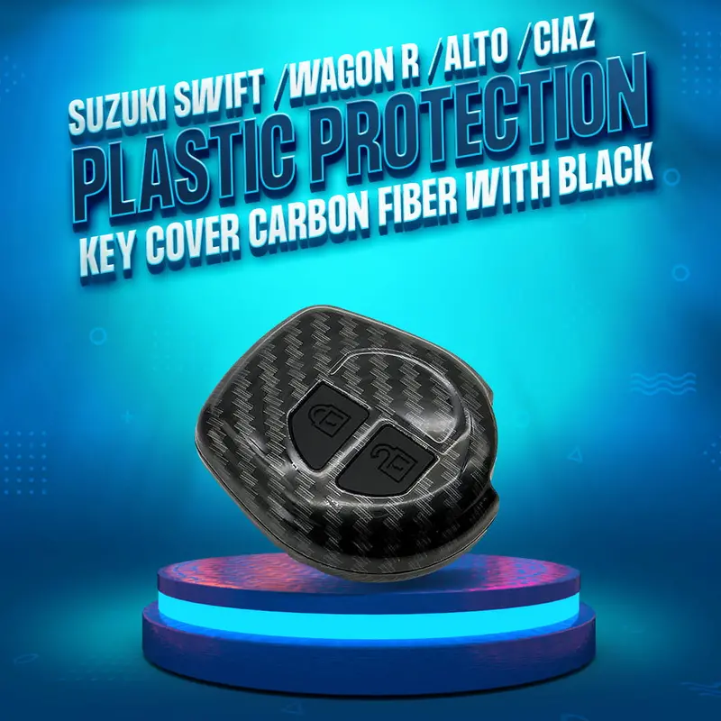 Suzuki Swift, Wagon R, Alto & Ciaz Key Cover – 2-Button Carbon Fiber Finish In Black 1