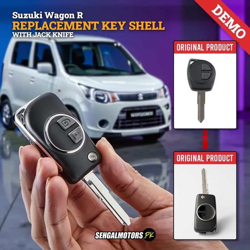 Suzuki Wagon R Flip Key Shell Cover – Functional Replacement Casing With Buttons, 2014–2024 1