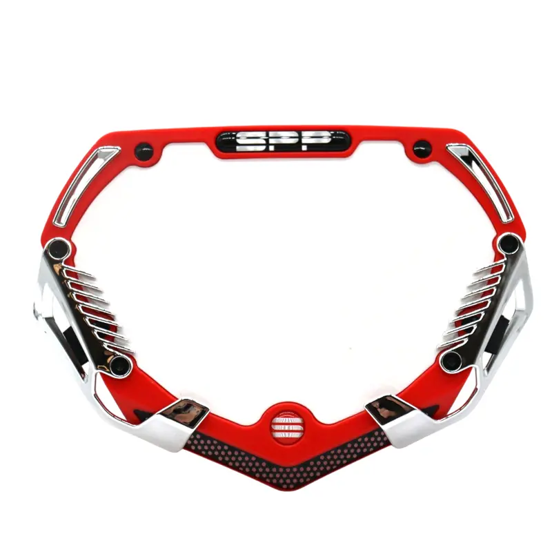 Syndyt Expert Bmx/E-Bike Front Number Plate – Modular 7-Piece Red/Chrome System, Universal Fit, Impact-Resistant Hd Material (Sp-Np25Smc-Rd) 1