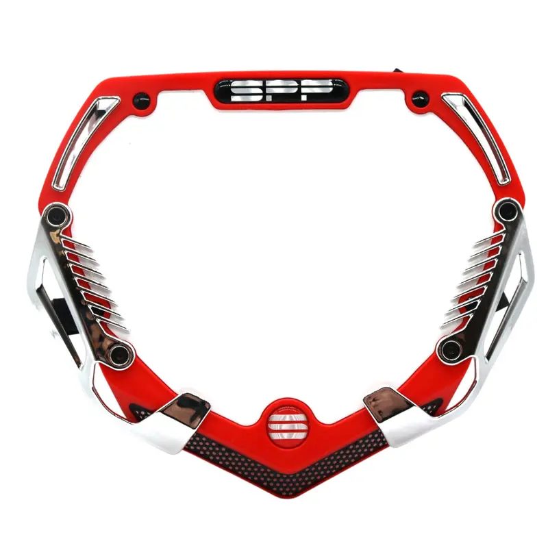 Syndyt Pro Front Number Plate For Bmx & Electric Bikes – Red/Chrome 7-Piece Modular Design, High-Density Construction, Universal Compatibility (Sp-Np25Lgc-Rd) 1
