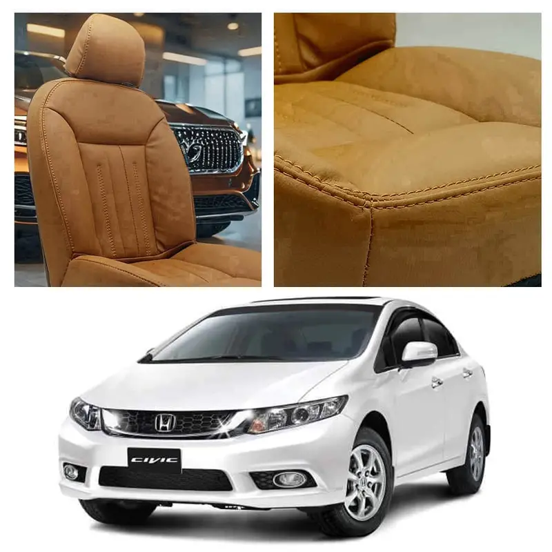 Timeless Brown Audi-Inspired Seat Covers For 2013–2015 Honda Civic 1