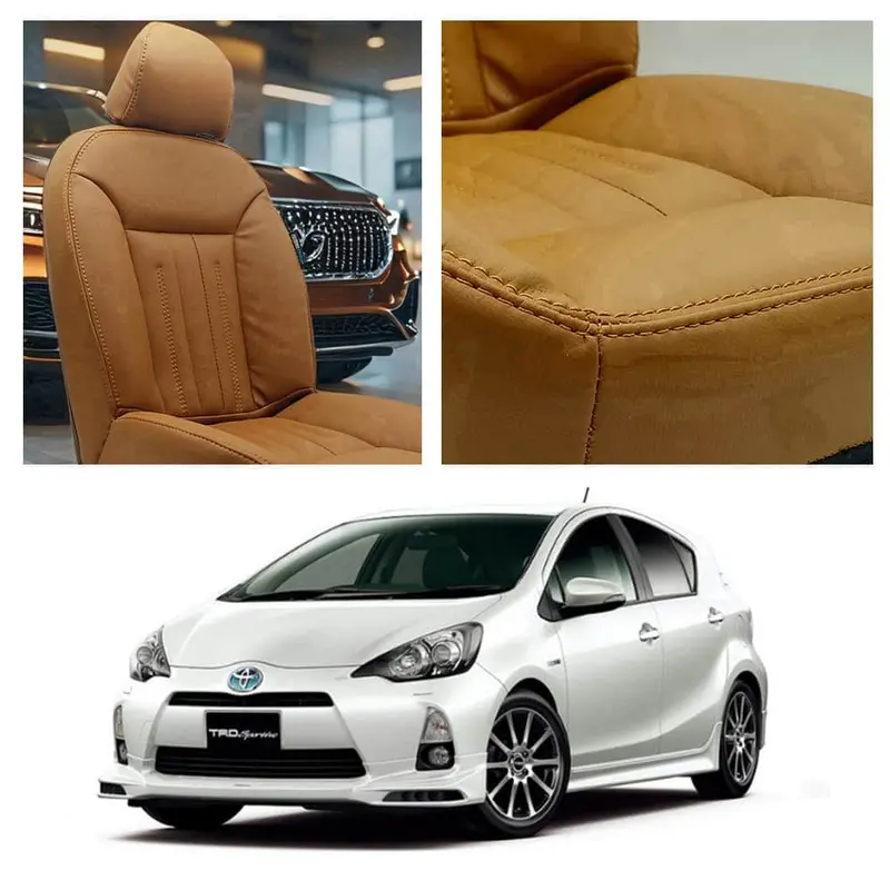 Toyota Aqua Custom Brown Seat Covers With Audi-Inspired Design (1984–2021) 1