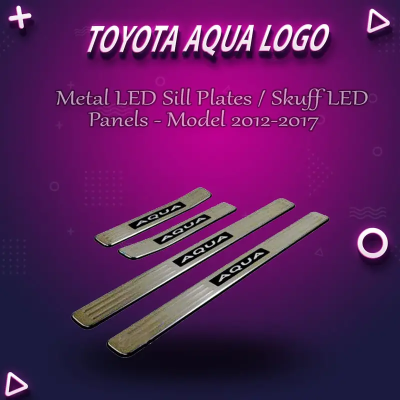 Toyota Aqua Led Door Sill Protectors – Metallic Finish With Illuminated Logo (2012–2017) 1