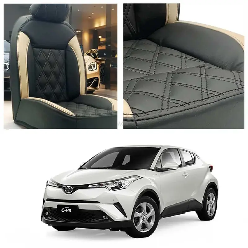 Toyota C-Hr Black And Beige Diamond-Quilted Seat Covers (2017–2021) 1