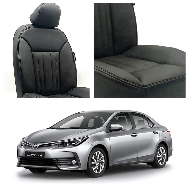 Toyota Corolla Black Seat Covers – Audi-Design Interior Enhancement (2014–2021) 1