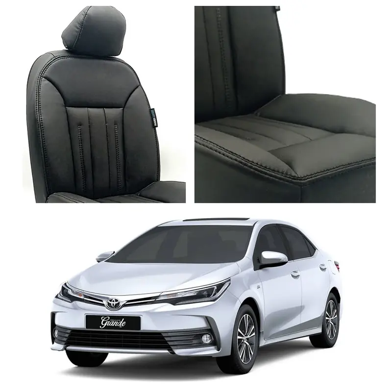 Toyota Corolla Grande Black Seat Covers – Premium Audi-Inspired Interior (2014–2021) 1