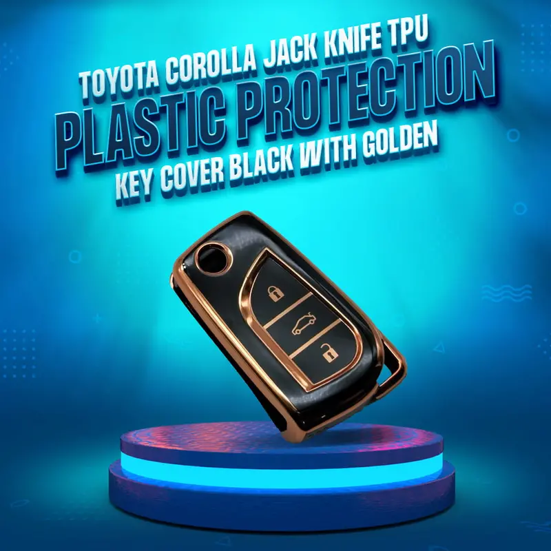 Toyota Corolla Jack Knife Tpu Key Protector – Black & Gold Finish (2015–2016) 1