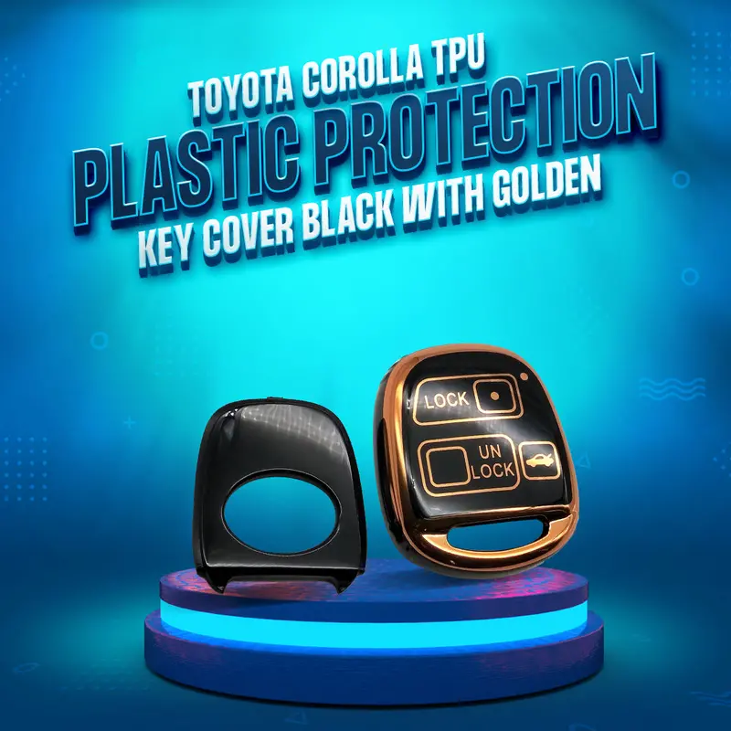 Toyota Corolla Key Cover (2006–2008) – 3-Button Tpu Shell In Black With Gold Trim 1
