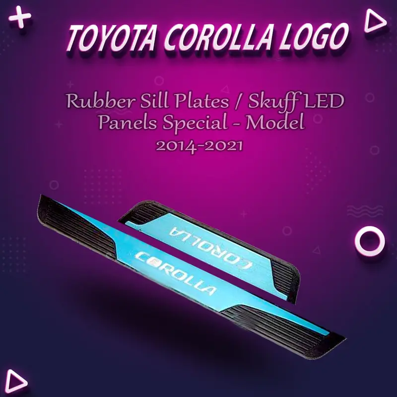 Toyota Corolla Rubber Door Sill Protectors With Led Lighting – 2014–2021 1